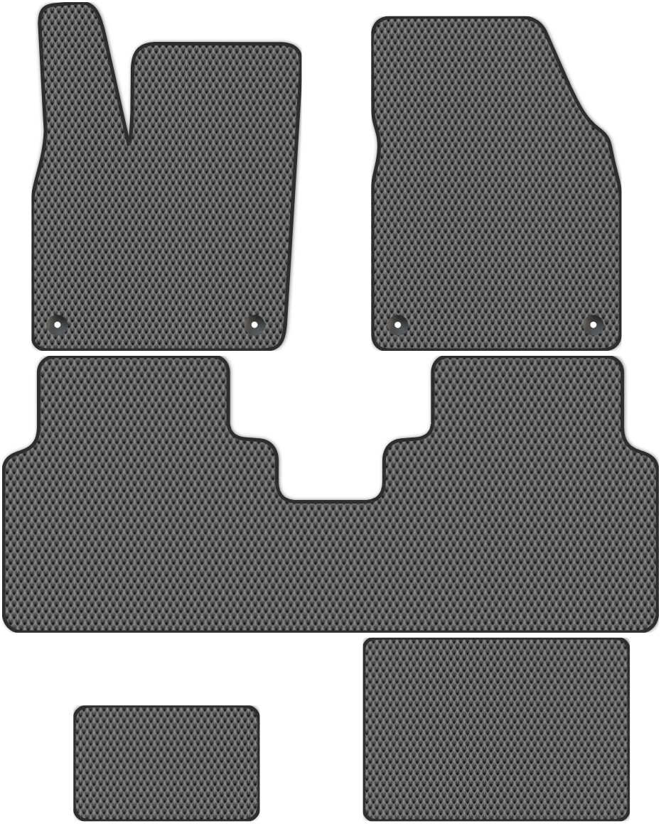 Коврики ЭВА "EVA ромб" для Volkswagen ID.6 I (suv  7 мест / SUV) 2021 - Н.В., серые, 5шт.